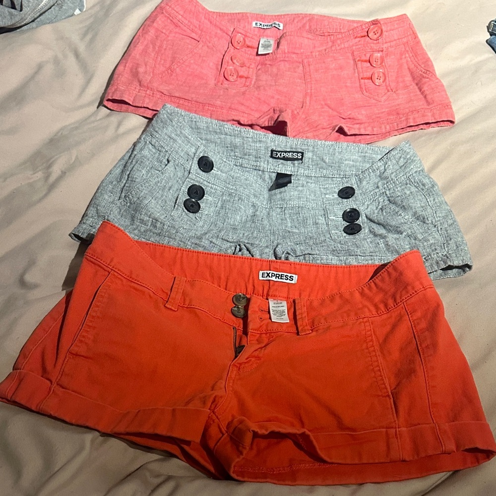 Express (SET OF 3) Women's Shorts - Coral, Light Gray, Tangerine/reddish